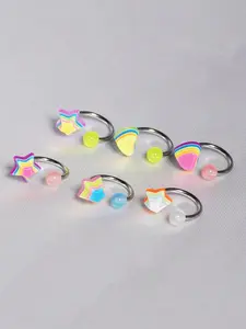 Cute Star & Heart Design Lip Ring, Stainless Steel Nose Ring, Spiral Nose Ring, Fashionable Body Jewelry for Women & Men, Trendy All-match & Exquisite Jewelry for Birthday Gift, Valentine's Day, Gift