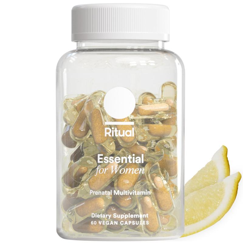 Ritual Essential for Women Prenatal Multivitamin: Folate & Choline for Neural Tube Support, Omega-3 DHA for Fetal Brain Development, Iron, Calcium-Helper D3 & K2, Non-GMO, Vegan, Citrus