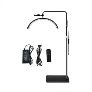 LED Floor Light, Nail Light With Remote Control And Phone Stand Half Moon Light, Adjustable Height And Brightness, Eyelash Extension Skin Care Beauty Light Double Sliding Tub Door console table