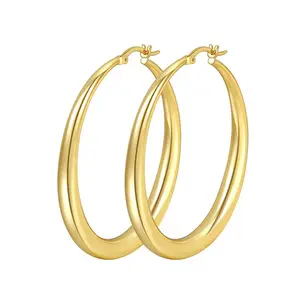 LUZHEN Gold Silver Hoop Earrings for Women Hypoallergenic Stainless Steel Lightweight Large Small Hoops Set 30mm 40mm 50mm 60mm Daily Wear Gift for Girlfriend Wife Mom
