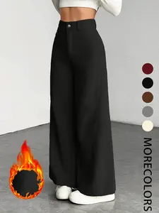 New Corduroy Wide Leg Pants High Waist Loose Fit Women's Casual Long Trousers, Comfortable, Soft and Stylish Ladies' Clothing Bottom