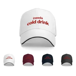 Baseball Cap Dad Hat Trucker Hat,black Cap,Adjustable Snapback,Curved Brim,Unisex,Ineeda Cold Drink Cute Slang Lettering,Bold Sans Serif Casual Typography,Gorras Premium,Quality Cap,Cap Collector universal size shoulder strap letter print