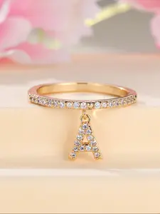 Adjustable Letter Ring with Crystal Accents Personalized Initial Ring for Women and Girls Perfect Gift for Brides and Bridesmaids Adjustable Rings