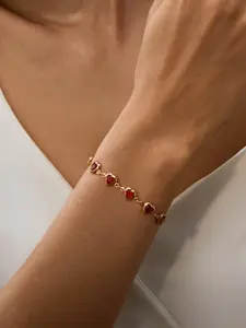 Heart Shaped Beaded Bracelet, Fashionable Jewelry for Women & Girls, Trendy All-match & Exquisite Jewelry for Birthday Gift