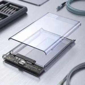 2.5 Inch transparent External Hard Drive Enclosure, SAta to usb 3.0 tool-free Portable case for 7mm/9.5mm SSd HDD, High-Speed Data Transfer Essential Storage Device