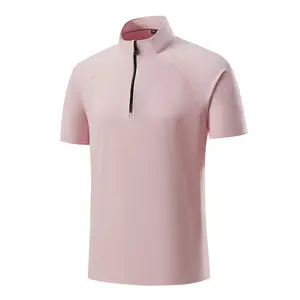 New summer men’s stand-collar half-zip short-sleeve T-shirt—cool and breathable, lightweight business-casual style, highly stretchy, non-see-through fabric; solid color, fashionable and versatile. Premium quality for men. #SummerWins #Father’sDayGift