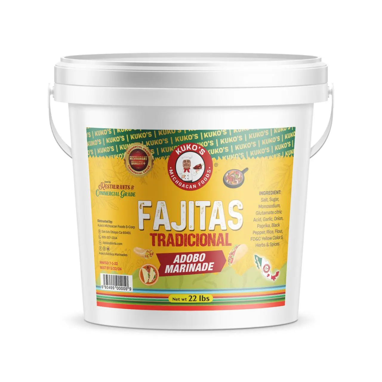 FAJITA ADOBO MARINADE 20lbs bucket cubeta FAJITA ADOBO MARINADE 20lbs bucket cubeta