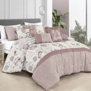 Luxury 7-Piece Comforter Set - Exquisite Embroidery and Printed floral and paisley Patterns, Soft Microfiber, Breathable, Easy to Care for, Includes Queen & King & Cal-King Sizes