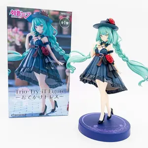 Hatsune Miku Action Figure Outing Dress Furyu Original Trio-Try-It Pvc Figures Model Anime Model Collection Customized Toys