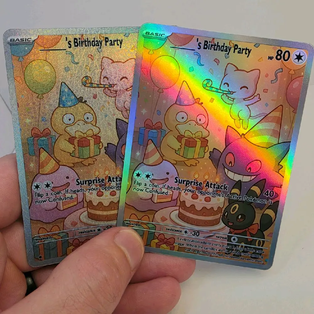 Birthday Party Card Custom Rainbow Holo or Textured Rainbow Holo Card
