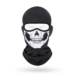 Unisex Youth Skull Print Balaclava Face Mask - UV-Protective, Windproof, Breathable, Quick-Dry Neck Gaiter for Motorcycle, Outdoor Sports