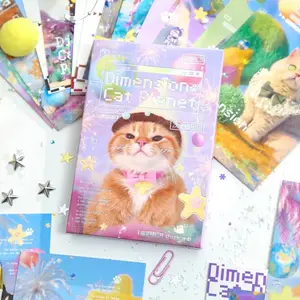 Whimsical Cat Themed Postcard Pack with Colorful Paper Stickers - 30 Unique Cute Animal Art Designs for Journaling, Scrapbooking, DIY Craft Projects