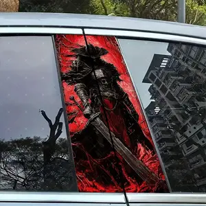 2pc Knight Sword Car B-Pillar Protection Sticker, Easy Peel & Stick, Sunproof Waterproof Scratch-Resistant, Fits All Cars, Car Exterior Decoration, Sticker For Cars