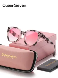 1 Pair Queenseven Unisex Cat Eye Full Frame Tinted Lens Trendy Casual Sunglasses, Exudes Refinement, UV400