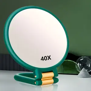 40x handheld magnifying glass with double 1X/40X zoom, 360 ° adjustable handle, foldable travel design, green and gold accents - perfect for makeup, beauty, and gifts, adjustable magnifying glass | foldable design | battery free
