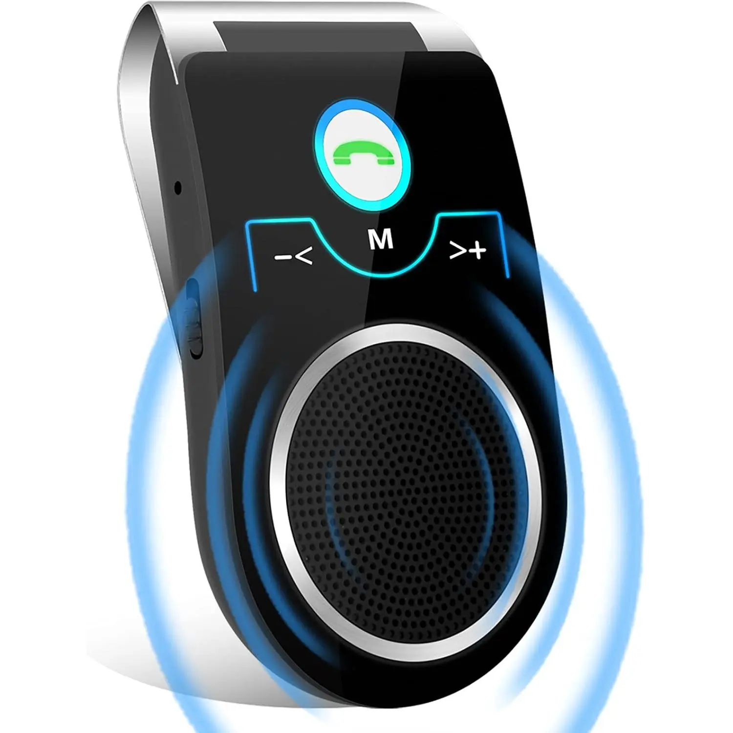 Bluetooth 5.0 Clip-On Bluetooth Receiver Speakers - Wearable Mini Car Audio Speakerphone, 3W Speaker with Built-In Mic, Handsfree Calls, GPS, Music, Siri & Google Voice Assistant Support for Smartphones, Clip-On Wearable Mini Speakers