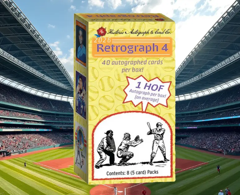 2026 Retrograph 4 - 40 signed baseball cards per box - Historic Autographs