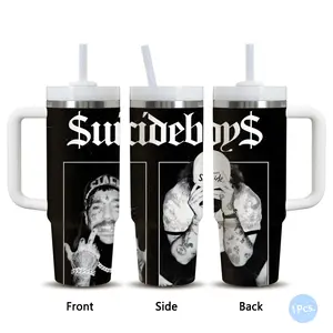 Rapper $uicideboy$ Vacuum Flasks 40oz Stainless Steel Vacuum Insulated Tumbler with Handle & Straw | Long-Lasting Cold & Heat Retention, Leak-Resistant | For Iced Coffee, Water, Office, Gym & Travel