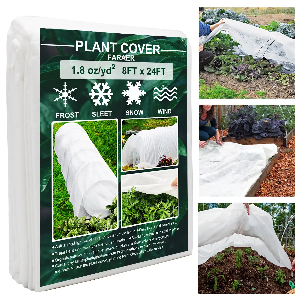 Plant Covers Freeze Protection, 8ft×24ft Reusable Rectangle Frost Protection Floating Row Cover Plant Blanket Garden Winterize Cover for Cold Weather Snow