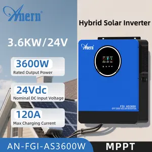 Anern 3600W Solar Inverter DC 24V to AC 110V  All in One Pure Sine Wave with 140A MPPT Solar Controller Hybrid Inverter Two AC Output  Max PV Power 4200W Household#Solar inverter split phase Installation