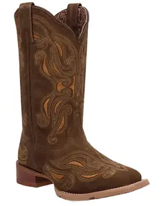 Laredo Women's Millie Suede Western Boot Broad Square Toe - 2006