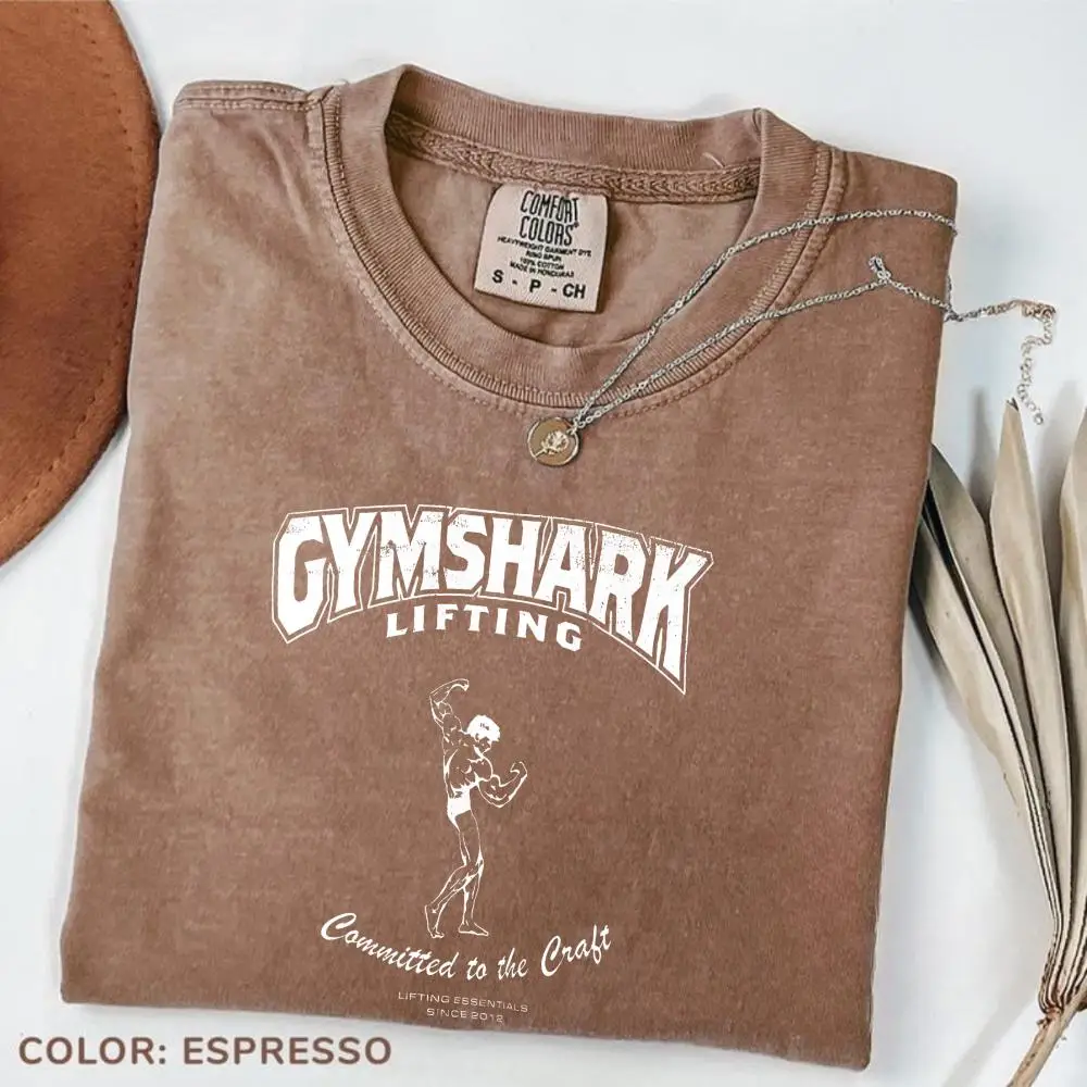 Comfort Colors GYMSHARK Lifting T-Shirt Espresso Color Menswear Fashion Classic Vintage Cotton Tee with Sarcasm Quote for World Health Day