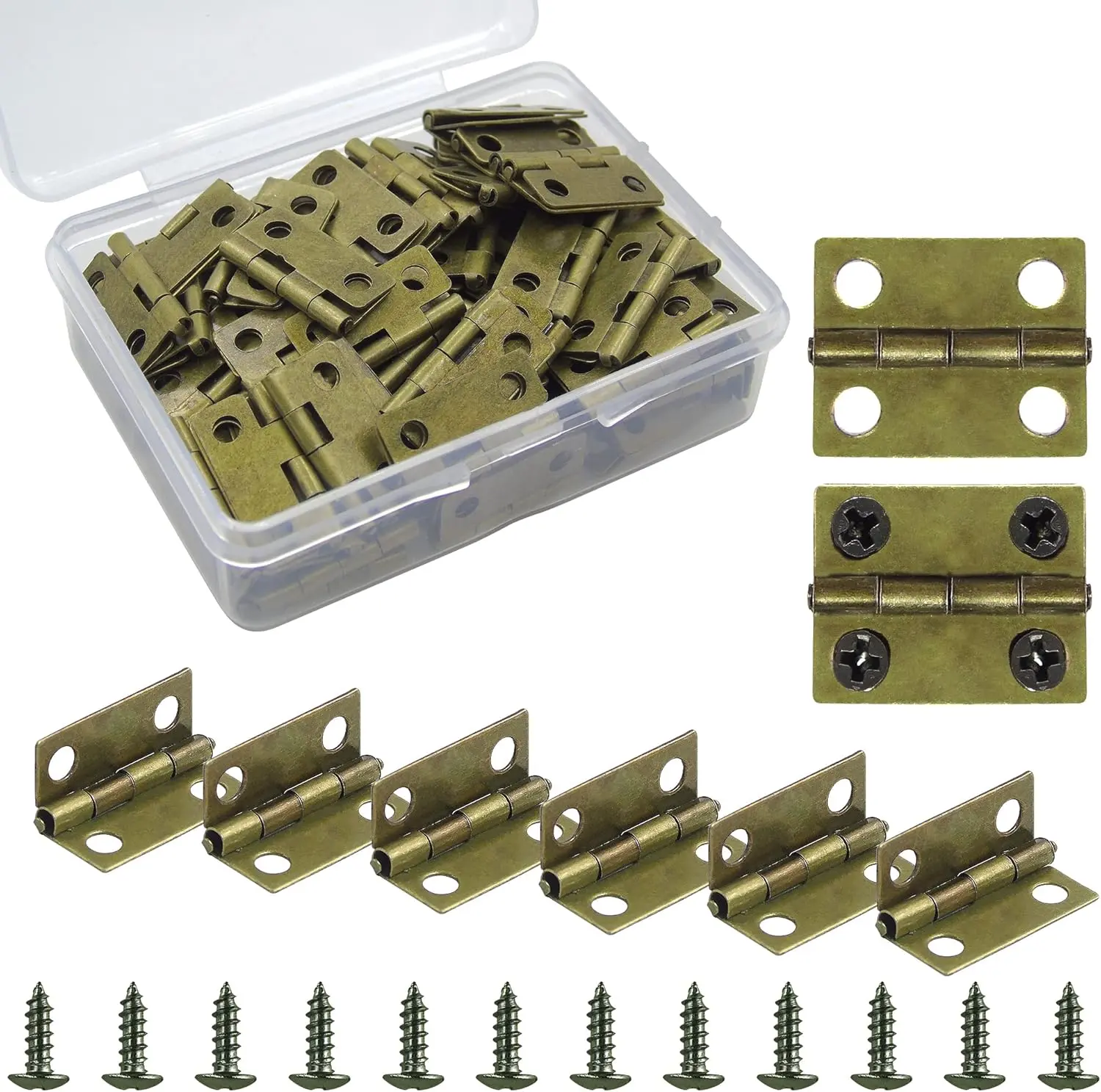 100 Pieces Small Hinges for Wooden Box Bronze Mini Hinges Tiny Hinge for Jewelry Box, Mini Cabinet and Crafts Granmp