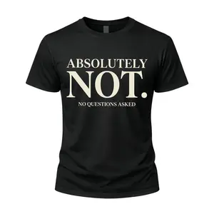 Funny Absolutely Not No Questions Asked Sarcastic Graphic T-Shirt Introvert Quote Statement Shirt Sweet Casual Everyday Wear Trendy Minimalist Unisex Tee Humor Novelty Top Clothing