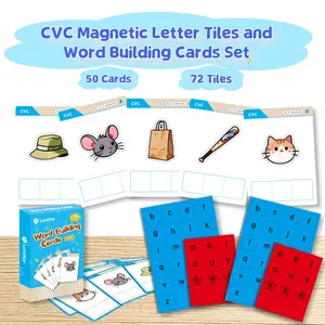CVC Word Cards and Magnetic Letter Tiles Set, Educational Learning Toy for Kids, Alphabet Recognition & Phonics Practice, Interactive Play
