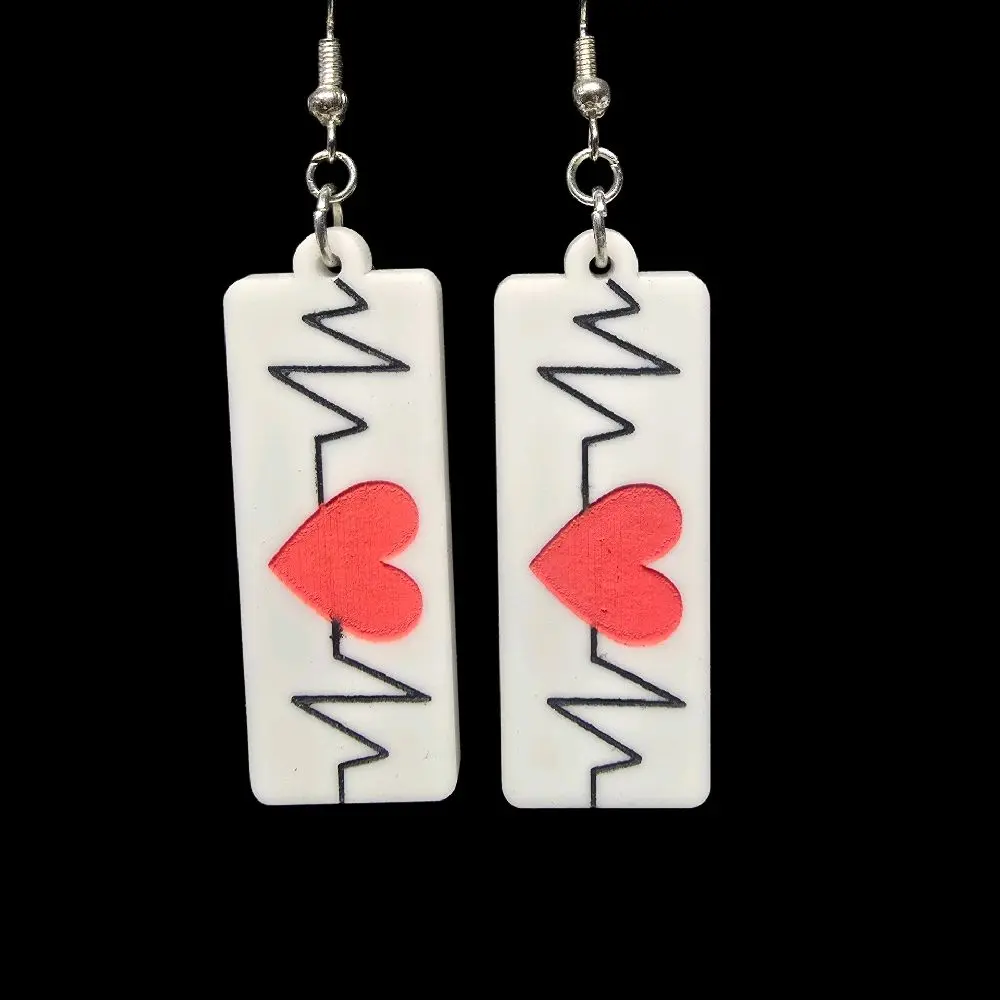 248) Rectangle Nurse Heartbeat Earrings!