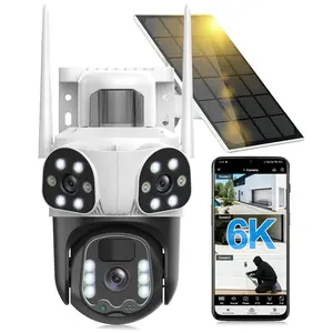 Solar Camera Outdoor Wireless, 3 Lens Security Camera, Light Alarm, Color Night Vision, Two-Way Audio, Home & Farm Use