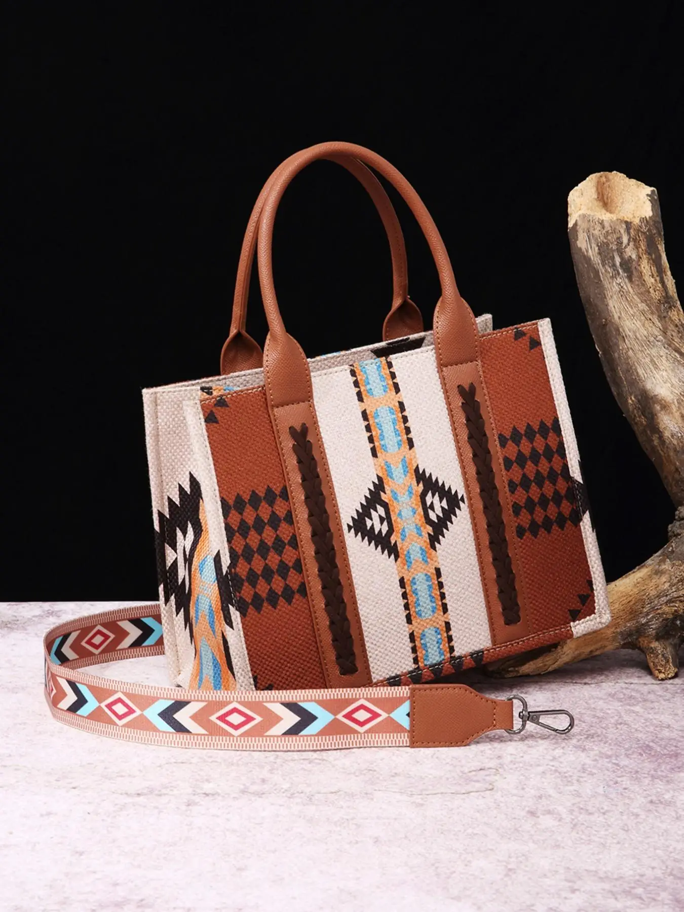 Vintage Ethnic Pattern Tote Bag, Large Capacity Shoulder Bag for Women & Girls, Fashion Bag for Party, Daily Clothing Decor for Birthday Gifts