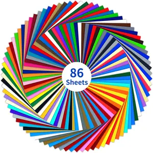 Permanent Adhesive Vinyl Bundle - 86 Pack Vinyl Sheets (12"x12", Glossy, Matte, Metallic) for   Machines and Party Decoration, Sticker, Craft ,  Decal