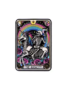 Rainbow Rose Skull Brooch, Flower Brooch Pin, Vintage Punk Badge, Fashion Halloween Party Accessory, All Seasons Style, Unique Gothic Jewelry Gift