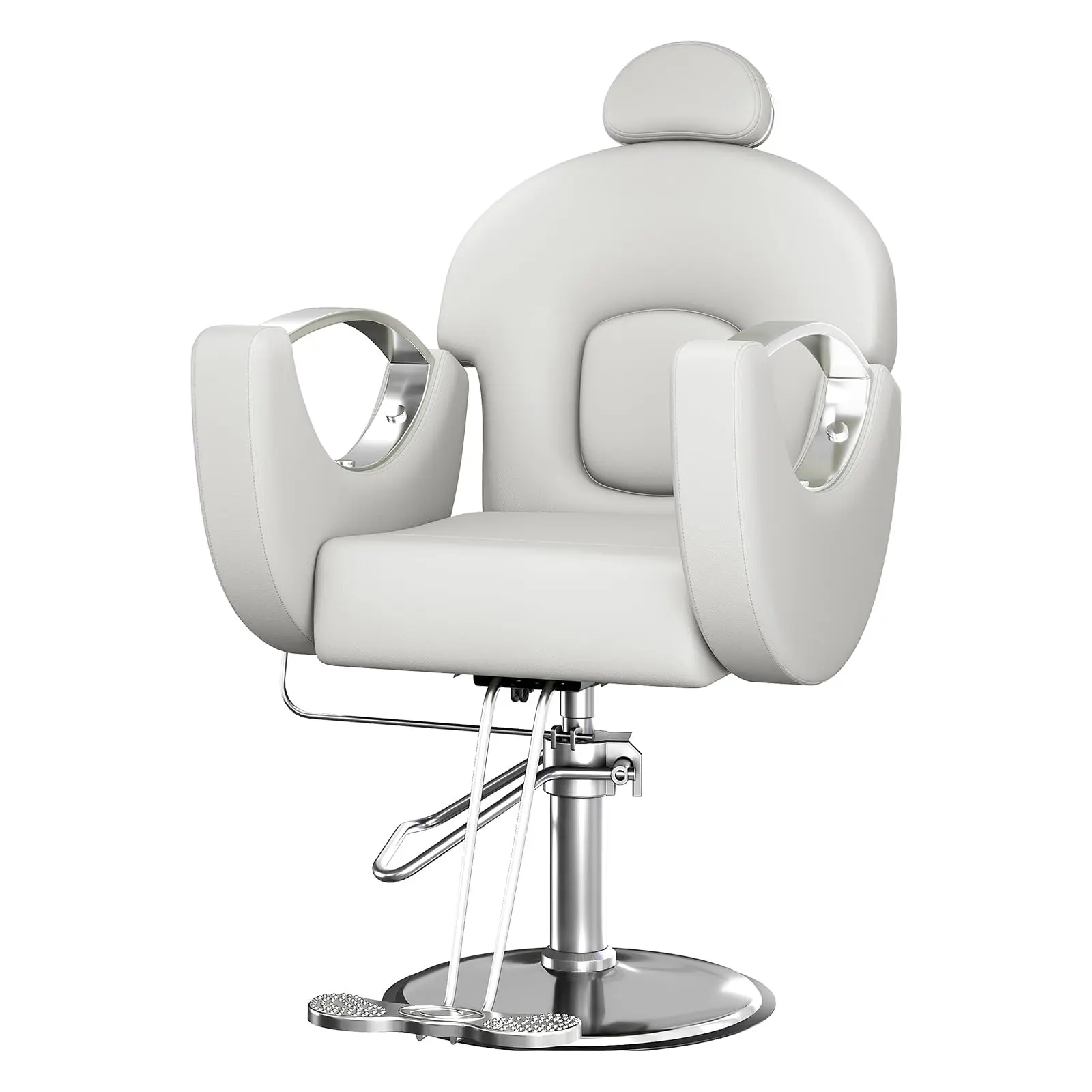Garvee Reclining Barber Chair, 360° Swivel Hydraulic Styling Chair with Heavy Duty Hydraulic Pump for Hair Stylist Barbershop Home Spa Shampoo, Grey