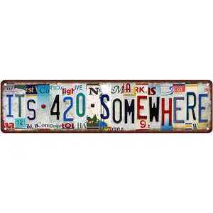 It's 420 Somewhere Metal Tin Sign Funny Street Signs Unique Wall Decor for Home, Bar, Diner, Pub 16 x 4 Inches