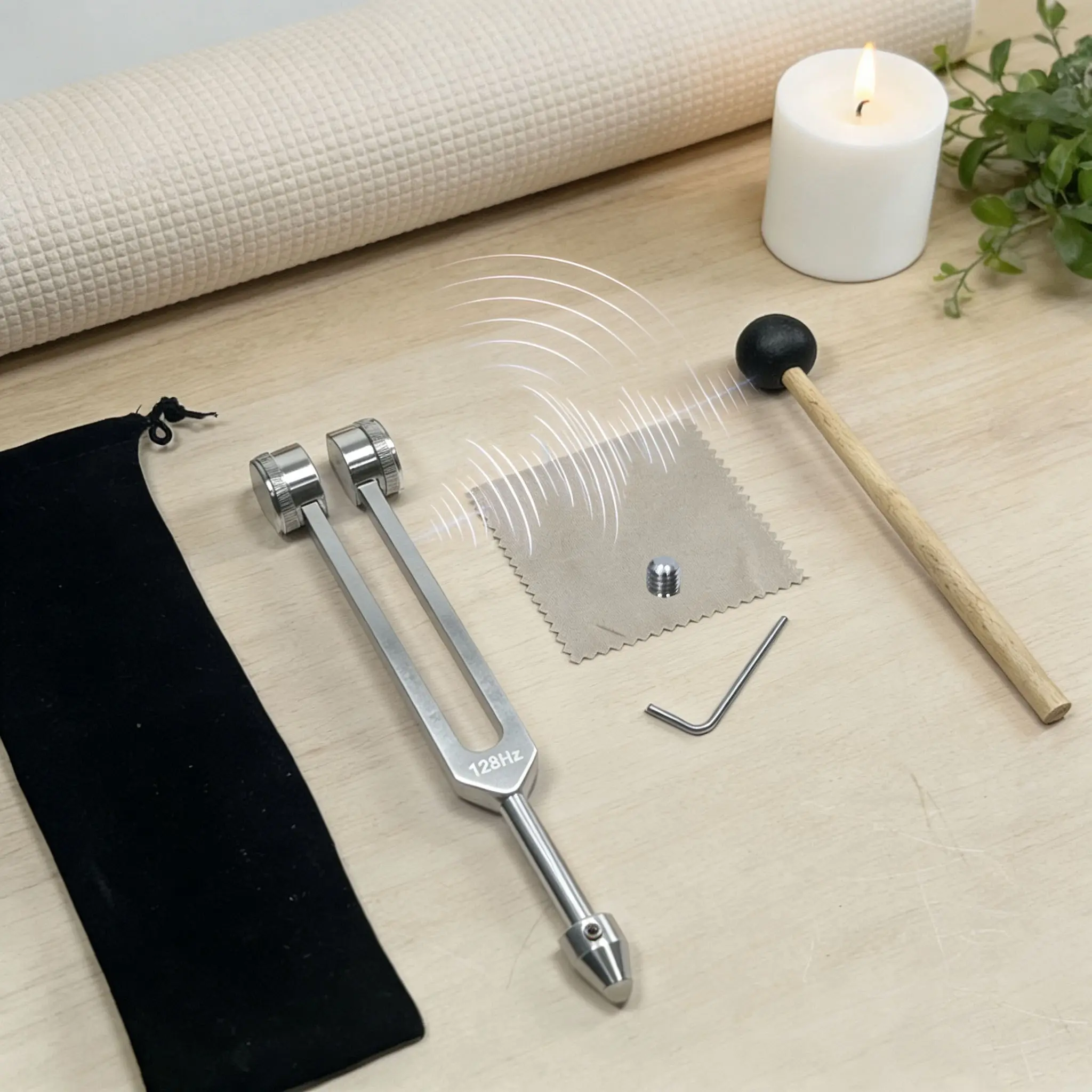 Aluminum Alloy Tuning Fork Set, 128hz/256hz/512hz, Minimalist Sound Design, Crystal Base, Unique Relaxation Tool, Small Batch Production, Home
