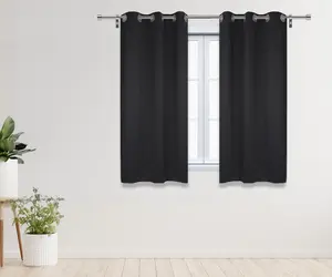 52 X 63 Inch Blackout Polyester Curtains with Grommets Black - 2 Panels
