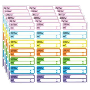 Colorful Bill Due Stickers, Self-Adhesive Writeable Budget Planner Labels, Payment Reminders, Financial Tracking, Home & Office Use