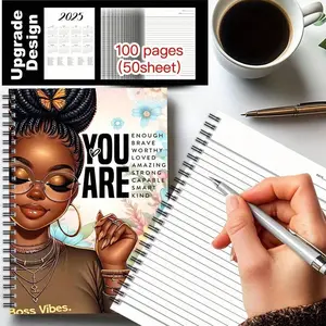 Inspirational African American Woman Spiral Notebook, Inspirational Cover, 100 Pages, Daily Planner Journal, Perfect Gift for Office, School or Personal Use, Stationery Office Supplies