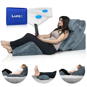 LX5 4pcs Orthopedic Bed Wedge Pillow System with Hot Cold Pack  100 Navy Supportive Memory Foam Premium Memory Foam