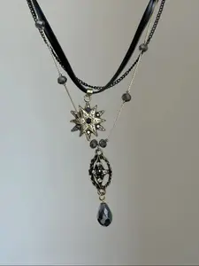 1pc Fashion Vintage Sun Pendant Necklace, Multi-Layer Stackable, Unisex Punk Rock Style, Party Jewelry, Mother's Day Gift