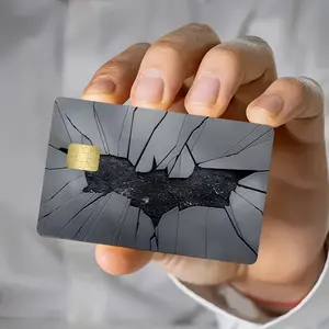 Glass Fragment Bat Pattern Waterproof Sticker Credit Card Skin Cover Ultra Thin High Quality Scratch Resistant for Credit Cards Debit Cards Bus Cards Removable Adhesive Most Cards Ideal Gift for Frien Premium Skull Stickers