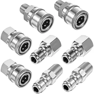 4 Sets NPT 1/4 Inch Pressure Washer Coupler, Stainless Connect Plug, Male Female Pressure Washer Quick Connect Kit(Internal, External)
