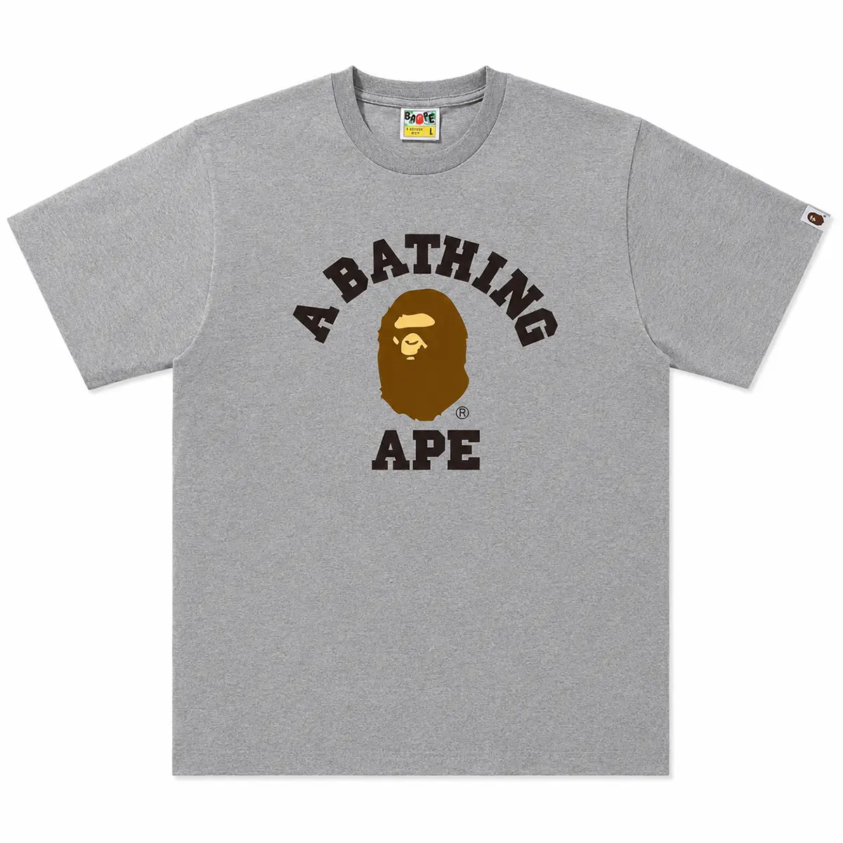 (100% Authentic) BAPE College Tee Grey Brown