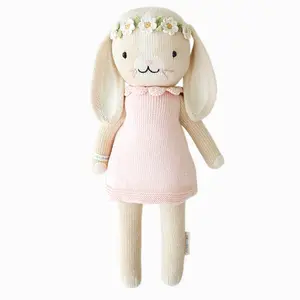 cuddle+kind Hannah the bunny (blush) 13" hand-knit doll - 1 doll = 10 meals, fair trade, heirloom quality, handcrafted in Peru, 100% cotton yarn