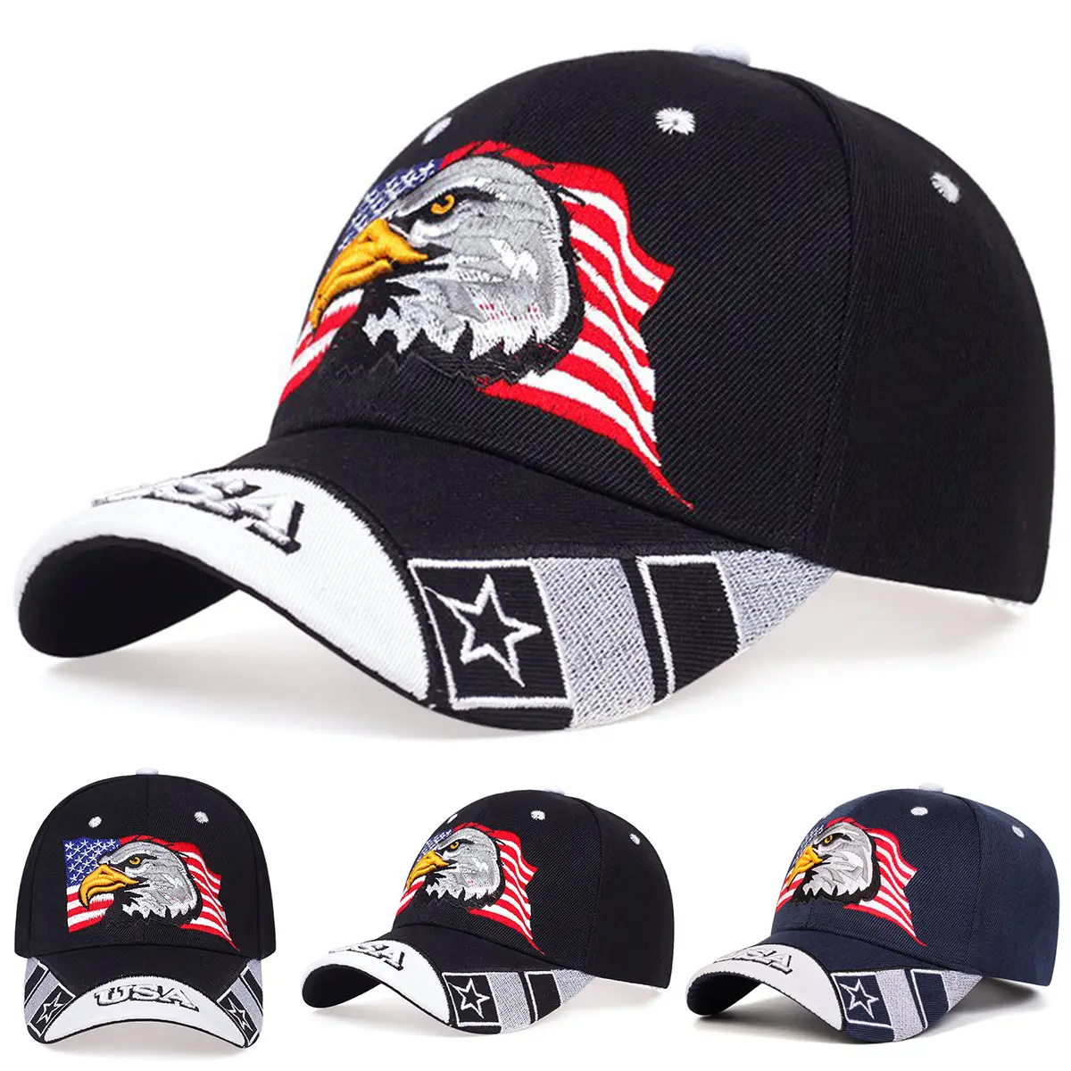 Women's Embroidered Eagle American Flag Trucker Hat - Casual, Lightweight, Breathable, Adjustable Stylish Sun Visor for Spring-Autumn Sports, Casual Hat, Embroidered Trucker Hat