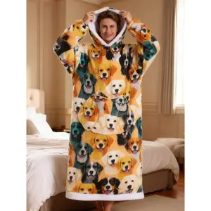 Men's Hooded Winter Sleepwear Set, Warm Lazy TV Blanket Pajamas, Oversized Thick Lamb Fur Sweatshirt, Halloween Costume, Christmas Gift, Cozy Hooded Blanket