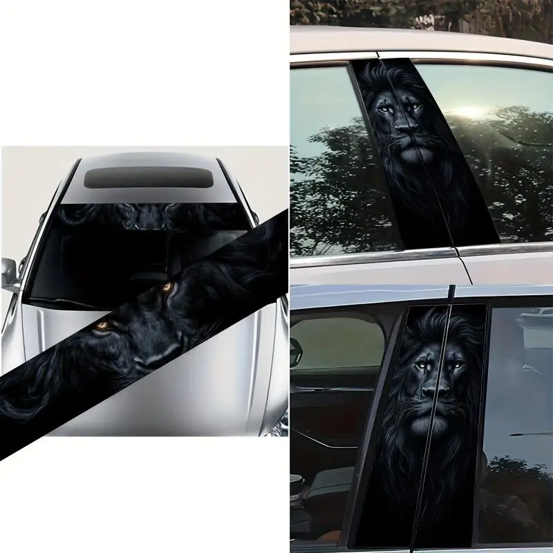 Lion Pattern Car Window Sticker, Car Decals, Waterproof & Anti-scratch Car B-pillar Sticker, Car Exterior Decoration Accessories for Audi, Honda, Mitsubishi, Ford, Volkswagen, BMW, Opel, Porsche, Citroen