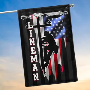 American Flags - Lineman Flag MLH896F, House Flag (29.5" x 39.5") - Lineman Decorations, USA House Garden Flags Premium Polyester - Decorative Outdoor Flags